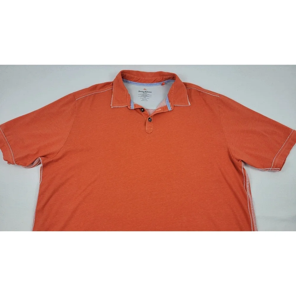 Tommy Bahama Jeans Polo Shirt Orange Mens XL 100% Pima‎ Cotton Short Sleeve